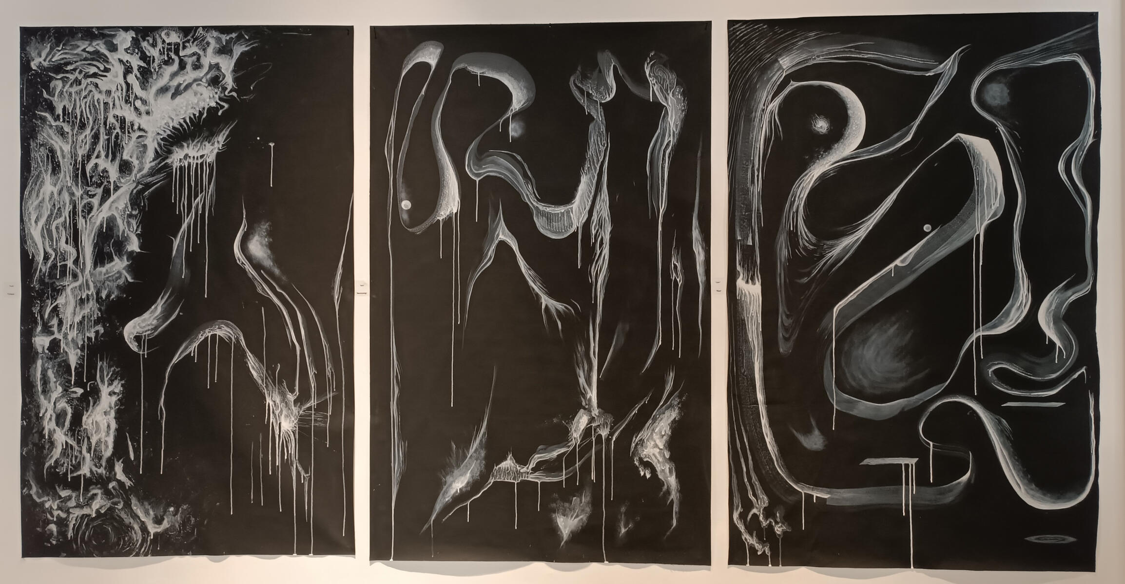 Collapse - Summoning - Rest (acrylic paintings on 110x170 cm canvas rolls)