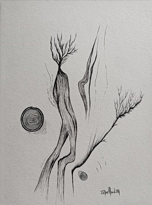A Journey Inward (ink art from Rebirth)