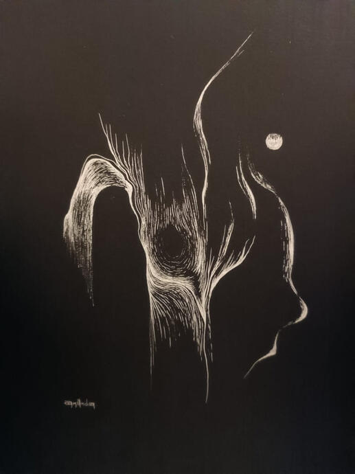 Soule Witness (white ink on black 29x40 cm canson paper)